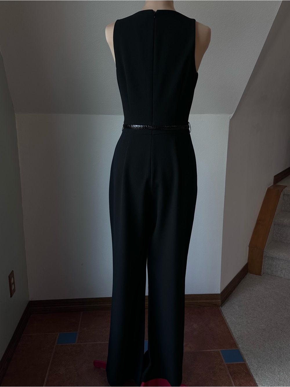 Vince Camuto Jumpsuit Women’s 6 Black Sleeveless Wide Leg V Neck Career Cocktail - Picture 5 of 13